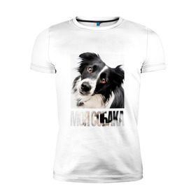 Мужская футболка премиум с принтом Бордер-колли в Курске, 92% хлопок, 8% лайкра | приталенный силуэт, круглый вырез ворота, длина до линии бедра, короткий рукав | drug | бордер колли | порода | собака