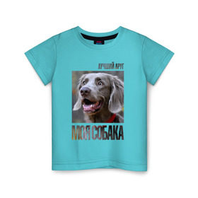 Детская футболка хлопок с принтом Веймаранер в Курске, 100% хлопок | круглый вырез горловины, полуприлегающий силуэт, длина до линии бедер | drug | веймаранер | порода | собака
