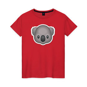 Женская футболка хлопок с принтом Смайл коала в Курске, 100% хлопок | прямой крой, круглый вырез горловины, длина до линии бедер, слегка спущенное плечо | media | позитив