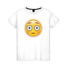 Женская футболка хлопок с принтом Глазастый смайл в Курске, 100% хлопок | прямой крой, круглый вырез горловины, длина до линии бедер, слегка спущенное плечо | media | позитив