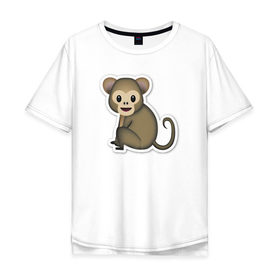 Мужская футболка хлопок Oversize с принтом Смайл обезьянка в Курске, 100% хлопок | свободный крой, круглый ворот, “спинка” длиннее передней части | Тематика изображения на принте: media | позитив