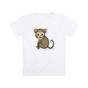 Детская футболка хлопок с принтом Смайл обезьянка в Курске, 100% хлопок | круглый вырез горловины, полуприлегающий силуэт, длина до линии бедер | media | позитив