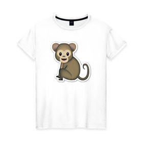 Женская футболка хлопок с принтом Смайл обезьянка в Курске, 100% хлопок | прямой крой, круглый вырез горловины, длина до линии бедер, слегка спущенное плечо | media | позитив