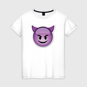 Женская футболка хлопок с принтом Смайл злой в Курске, 100% хлопок | прямой крой, круглый вырез горловины, длина до линии бедер, слегка спущенное плечо | media | позитив