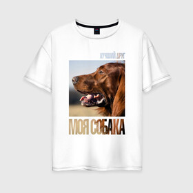 Женская футболка хлопок Oversize с принтом Ирландский сеттер в Курске, 100% хлопок | свободный крой, круглый ворот, спущенный рукав, длина до линии бедер
 | drug | ирландский сеттер | порода | собака