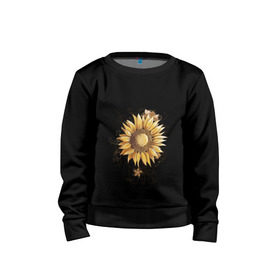 Детский свитшот хлопок с принтом Retro sunflower. в Курске, 100% хлопок | круглый вырез горловины, эластичные манжеты, пояс и воротник | Тематика изображения на принте: 