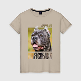 Женская футболка хлопок с принтом Канне корсо в Курске, 100% хлопок | прямой крой, круглый вырез горловины, длина до линии бедер, слегка спущенное плечо | drug | канне корсо | порода | собака