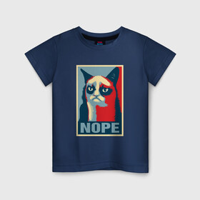 Детская футболка хлопок с принтом Grumpy Cat NOPE в Курске, 100% хлопок | круглый вырез горловины, полуприлегающий силуэт, длина до линии бедер | grumpy cat | nope