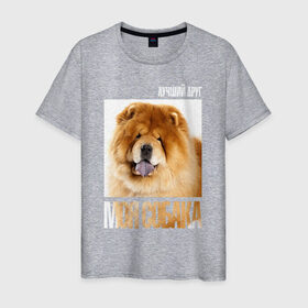 Мужская футболка хлопок с принтом Чау-чау в Курске, 100% хлопок | прямой крой, круглый вырез горловины, длина до линии бедер, слегка спущенное плечо. | drug | порода | собака | чау чау