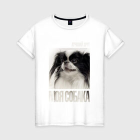 Женская футболка хлопок с принтом Японский хин в Курске, 100% хлопок | прямой крой, круглый вырез горловины, длина до линии бедер, слегка спущенное плечо | drug | порода | собака | хин