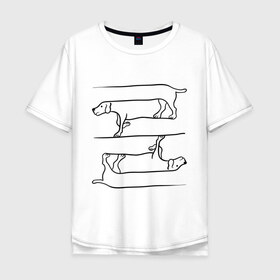 Мужская футболка хлопок Oversize с принтом Собака в Курске, 100% хлопок | свободный крой, круглый ворот, “спинка” длиннее передней части | восприятие | иллюзия | оптическая иллюзия | собака