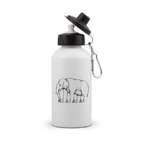 Бутылка спортивная с принтом Сколько ног у слона в Курске, металл | емкость — 500 мл, в комплекте две пластиковые крышки и карабин для крепления | слон