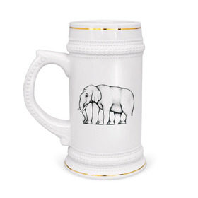 Кружка пивная с принтом Сколько ног у слона в Курске,  керамика (Материал выдерживает высокую температуру, стоит избегать резкого перепада температур) |  объем 630 мл | слон