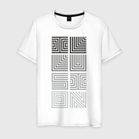 Мужская футболка хлопок с принтом Illusion grey в Курске, 100% хлопок | прямой крой, круглый вырез горловины, длина до линии бедер, слегка спущенное плечо. | восприятие | иллюзии | мозг | обман зрения | оптическая | цвет