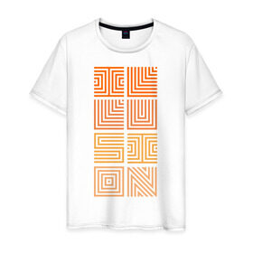 Мужская футболка хлопок с принтом Illusion orange в Курске, 100% хлопок | прямой крой, круглый вырез горловины, длина до линии бедер, слегка спущенное плечо. | восприятие | иллюзии | мозг | обман зрения | оптическая | цвет