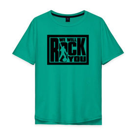 Мужская футболка хлопок Oversize с принтом We will rock you в Курске, 100% хлопок | свободный крой, круглый ворот, “спинка” длиннее передней части | Тематика изображения на принте: @ | we will rock you.png | we will rock youqueen