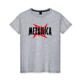 Женская футболка хлопок с принтом Metallica logo в Курске, 100% хлопок | прямой крой, круглый вырез горловины, длина до линии бедер, слегка спущенное плечо | 
