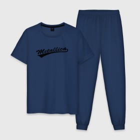 Мужская пижама хлопок с принтом Metallica (Yankees font) в Курске, 100% хлопок | брюки и футболка прямого кроя, без карманов, на брюках мягкая резинка на поясе и по низу штанин
 | металлика