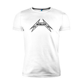 Мужская футболка премиум с принтом логотип Metallica в Курске, 92% хлопок, 8% лайкра | приталенный силуэт, круглый вырез ворота, длина до линии бедра, короткий рукав | металлика