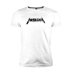Мужская футболка премиум с принтом Metallica painted logo в Курске, 92% хлопок, 8% лайкра | приталенный силуэт, круглый вырез ворота, длина до линии бедра, короткий рукав | металлика