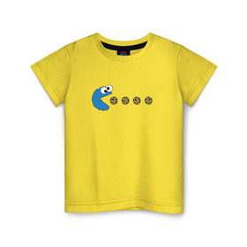 Детская футболка хлопок с принтом Печеньки в Курске, 100% хлопок | круглый вырез горловины, полуприлегающий силуэт, длина до линии бедер | pacman | игра | монстр | улица сезам
