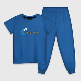 Детская пижама хлопок с принтом Печеньки в Курске, 100% хлопок |  брюки и футболка прямого кроя, без карманов, на брюках мягкая резинка на поясе и по низу штанин
 | pacman | игра | монстр | улица сезам
