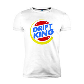 Мужская футболка премиум с принтом Drift king в Курске, 92% хлопок, 8% лайкра | приталенный силуэт, круглый вырез ворота, длина до линии бедра, короткий рукав | Тематика изображения на принте: @ | drift | king | король