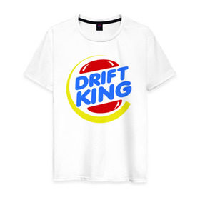 Мужская футболка хлопок с принтом Drift king в Курске, 100% хлопок | прямой крой, круглый вырез горловины, длина до линии бедер, слегка спущенное плечо. | Тематика изображения на принте: @ | drift | king | король