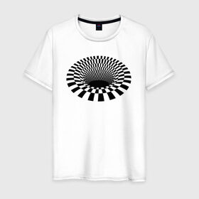 Мужская футболка хлопок с принтом 3d дыра оптическая иллюзия в Курске, 100% хлопок | прямой крой, круглый вырез горловины, длина до линии бедер, слегка спущенное плечо. | 3д | дыра | иллюзия | оптическая