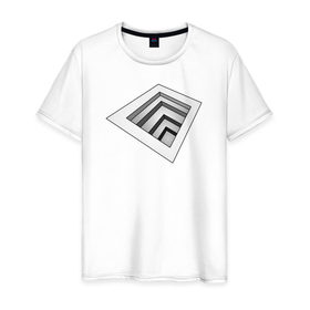 Мужская футболка хлопок с принтом 3d лестница в Курске, 100% хлопок | прямой крой, круглый вырез горловины, длина до линии бедер, слегка спущенное плечо. | 