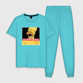 Мужская пижама хлопок с принтом Homer Duffhead в Курске, 100% хлопок | брюки и футболка прямого кроя, без карманов, на брюках мягкая резинка на поясе и по низу штанин
 | gomer | барт | симпсонs | симпсоны