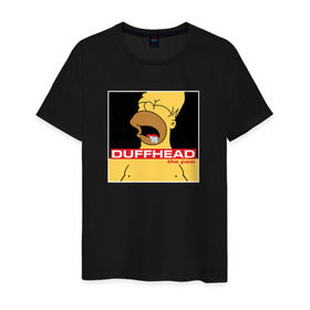 Мужская футболка хлопок с принтом Homer Duffhead в Курске, 100% хлопок | прямой крой, круглый вырез горловины, длина до линии бедер, слегка спущенное плечо. | Тематика изображения на принте: gomer | барт | симпсонs | симпсоны