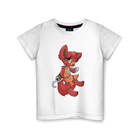 Детская футболка хлопок с принтом Foxy fnaf в Курске, 100% хлопок | круглый вырез горловины, полуприлегающий силуэт, длина до линии бедер | Тематика изображения на принте: @