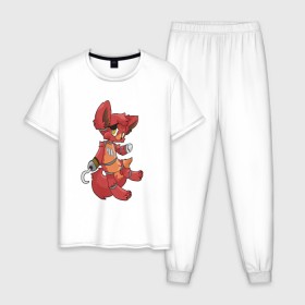 Мужская пижама хлопок с принтом Foxy fnaf в Курске, 100% хлопок | брюки и футболка прямого кроя, без карманов, на брюках мягкая резинка на поясе и по низу штанин
 | Тематика изображения на принте: @