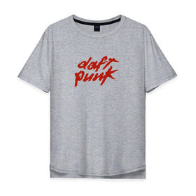 Мужская футболка хлопок Oversize с принтом Daft punk в Курске, 100% хлопок | свободный крой, круглый ворот, “спинка” длиннее передней части | Тематика изображения на принте: логотип группы daft punk.@