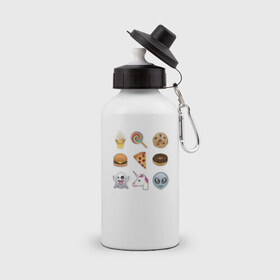 Бутылка спортивная с принтом Свэг смайлы в Курске, металл | емкость — 500 мл, в комплекте две пластиковые крышки и карабин для крепления | emoji | swag