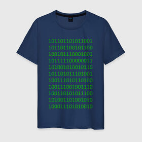 Мужская футболка хлопок с принтом Двоичный код в Курске, 100% хлопок | прямой крой, круглый вырез горловины, длина до линии бедер, слегка спущенное плечо. | двоичный код