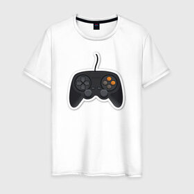 Мужская футболка хлопок с принтом джойстик в Курске, 100% хлопок | прямой крой, круглый вырез горловины, длина до линии бедер, слегка спущенное плечо. | игры
