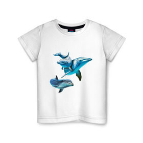 Детская футболка хлопок с принтом Дельфины в Курске, 100% хлопок | круглый вырез горловины, полуприлегающий силуэт, длина до линии бедер | Тематика изображения на принте: die antwoord
