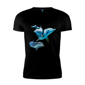 Мужская футболка премиум с принтом Дельфины в Курске, 92% хлопок, 8% лайкра | приталенный силуэт, круглый вырез ворота, длина до линии бедра, короткий рукав | die antwoord
