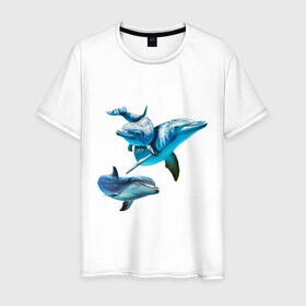 Мужская футболка хлопок с принтом Дельфины в Курске, 100% хлопок | прямой крой, круглый вырез горловины, длина до линии бедер, слегка спущенное плечо. | die antwoord