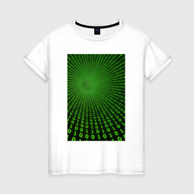 Женская футболка хлопок с принтом Цифровая иллюзия в Курске, 100% хлопок | прямой крой, круглый вырез горловины, длина до линии бедер, слегка спущенное плечо | обман зрения | оптическая иллюзия | прикол | фокус