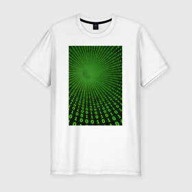 Мужская футболка премиум с принтом Цифровая иллюзия в Курске, 92% хлопок, 8% лайкра | приталенный силуэт, круглый вырез ворота, длина до линии бедра, короткий рукав | обман зрения | оптическая иллюзия | прикол | фокус