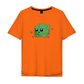 Мужская футболка хлопок Oversize с принтом Minecraft слизень в Курске, 100% хлопок | свободный крой, круглый ворот, “спинка” длиннее передней части | Тематика изображения на принте: игра | мinecraft