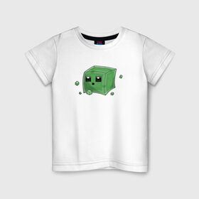 Детская футболка хлопок с принтом Minecraft слизень в Курске, 100% хлопок | круглый вырез горловины, полуприлегающий силуэт, длина до линии бедер | игра | мinecraft