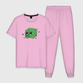 Мужская пижама хлопок с принтом Minecraft слизень в Курске, 100% хлопок | брюки и футболка прямого кроя, без карманов, на брюках мягкая резинка на поясе и по низу штанин
 | игра | мinecraft