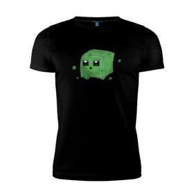 Мужская футболка премиум с принтом Minecraft слизень в Курске, 92% хлопок, 8% лайкра | приталенный силуэт, круглый вырез ворота, длина до линии бедра, короткий рукав | Тематика изображения на принте: игра | мinecraft