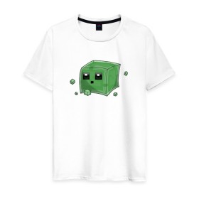 Мужская футболка хлопок с принтом Minecraft слизень в Курске, 100% хлопок | прямой крой, круглый вырез горловины, длина до линии бедер, слегка спущенное плечо. | Тематика изображения на принте: игра | мinecraft