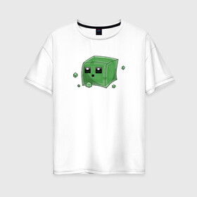 Женская футболка хлопок Oversize с принтом Minecraft слизень в Курске, 100% хлопок | свободный крой, круглый ворот, спущенный рукав, длина до линии бедер
 | игра | мinecraft