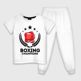 Детская пижама хлопок с принтом Boxing champions в Курске, 100% хлопок |  брюки и футболка прямого кроя, без карманов, на брюках мягкая резинка на поясе и по низу штанин
 | boxing | champions | бокс | венок | перчатки | спорт